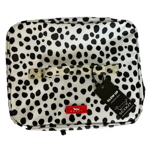 Scout Glow Up Makeup Travel Case Polyester Bella Cruella White Dot NEW